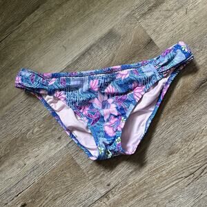 Victoria’s Secret Swim The Cheeky Blue Pink Floral Bikini Bottoms in Large